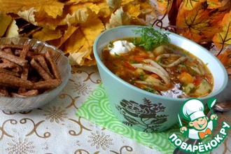 Овощной суп с кальмарами