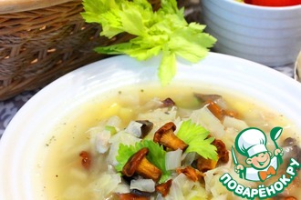 Капустный суп с грибами и курицей
