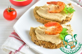 Закуска с куриным паштетом и креветкой