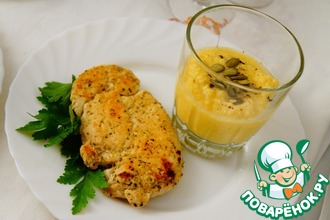 Курица с пряным пюре из хурмы