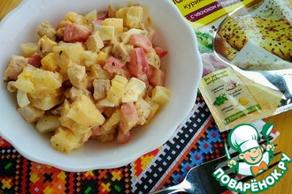 Салат с куриным филе и ананасом