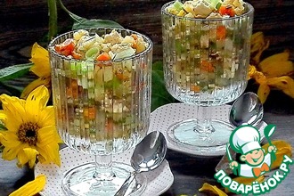 Тёплый куриный салат с овощами