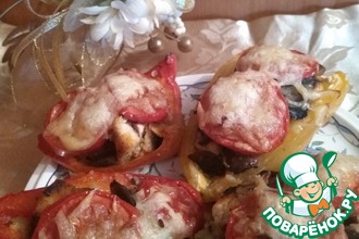 Перец, фаршированный куриной грудкой и грибами