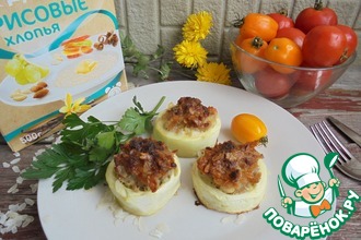 Цуккини, фаршированные мясом и рисовыми хлопьями