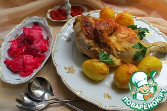 Запечённая курица в маринаде из хрена