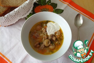 Суп из шлифованной фасоли с шампиньонами