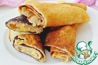 Блины на сыворотке с банановой начинкой