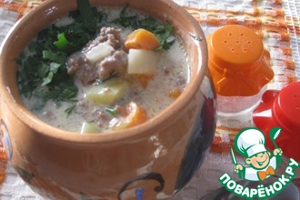 Густой сырный суп с фаршем