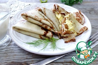 Блины на кефире с заварными яйцами