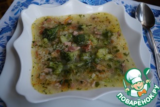 Суп рисовый с брокколи и копчёностями