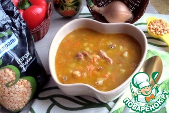 Гороховый суп с жареным картофелем