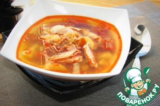 Куриный суп с гречкой и баклажаном