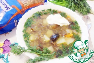 Томленый суп с гречкой и грибами