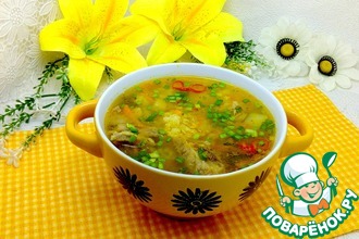 Суп с пшеном и маринованными огурцами