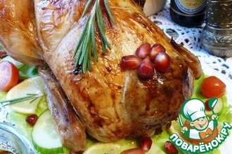 Курица, запеченная с каштанами и рисом