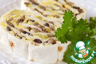 Рулет из лаваша с грибами