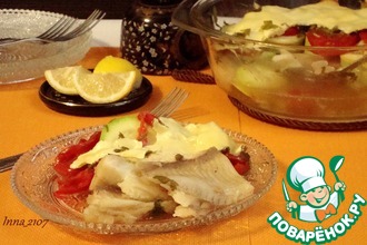 Рыба теляпия ( морской язык) с кабачками в микроволновке