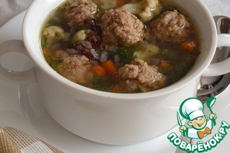 Овощной суп с фрикадельками и рисом