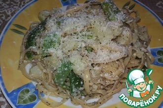 Лингвини с песто геновезе и овощами