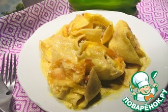 Макароны с фаршем под сливочным соусом