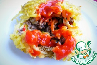 Картофельные фрикадели с фаршем и сыром
