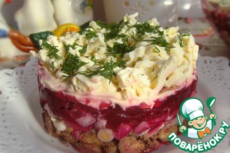 Печеночный салат со свёклой