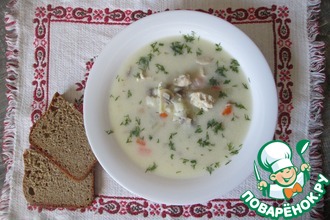 Сливочный суп с рисом и грибами