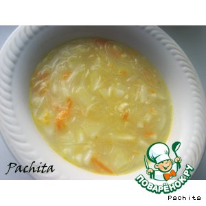 Сырный суп с рисовой лапшой