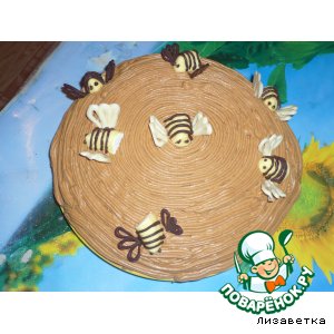 Тортик "Улей" с пчeлками
