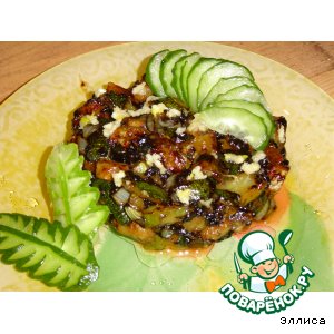 Жареные кабачки с чесноком и соевым соусом