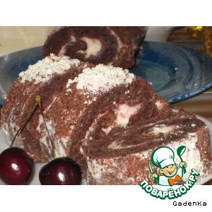 Рулет шоколадно-банановый с сырным кремом