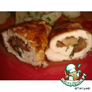 Куриные рулетики с грибами и сыром