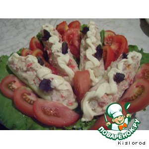 Огурцы с крабовой начинкой