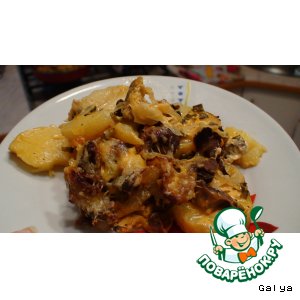 Куриные желудочки, запеченные с картофелем