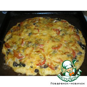 Творожная пицца с грибами