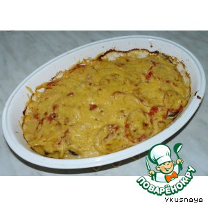 Куриная грудка, запеченная с баклажанами и помидорами