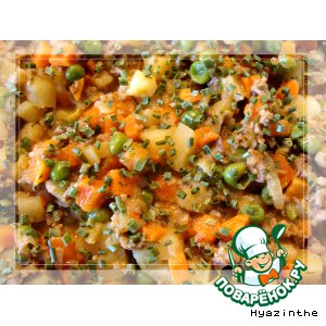 Фарш с луком и овощами