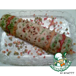 Праздничный рулет с мясом  "Новогодняя хлопушка"