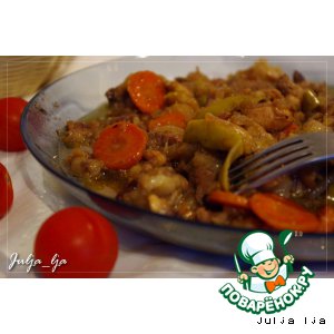 Рагу из говядины и курицы с яблоками, тимьяном и чeрносмородиновым джемом