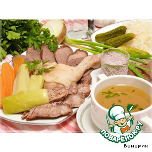 Тройной "Царский" бульон и мясное ассорти