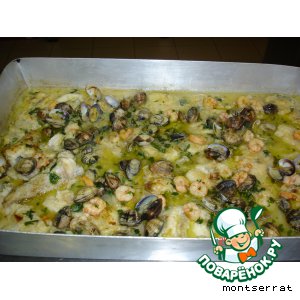 Рыба "рапе"в соусе из морепродуктов(rape a la marinera)
