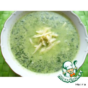 Суп-пюре из шпината с креветками