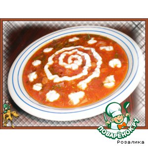 Борщ кисло-сладкий с говяжьими косточками и фасолью