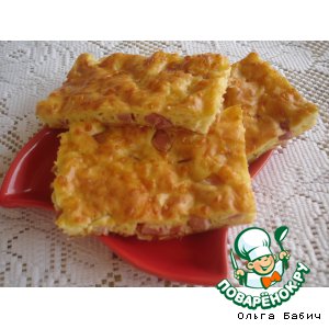 Сырный пирог с копченым мясом
