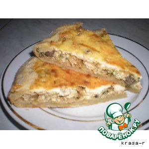 Песочный пирог с овощами и грибами