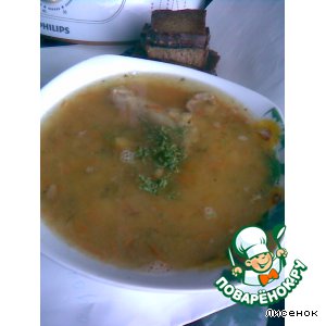 Суп гороховый с гренками из пароварки