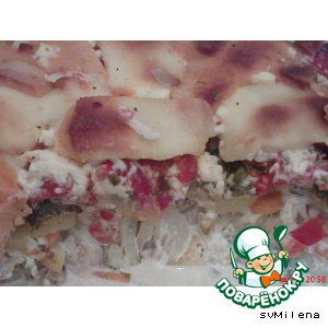 Рыбка, запечeнная  под "шубкой" из овощей