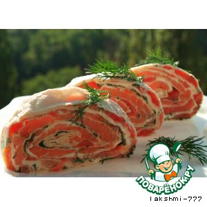 Рулет из лаваша с сeмгой и помидорами