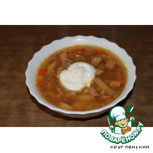 Куриный суп с перловкой и грибами