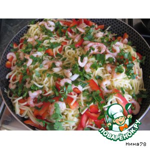 Лапша с креветками